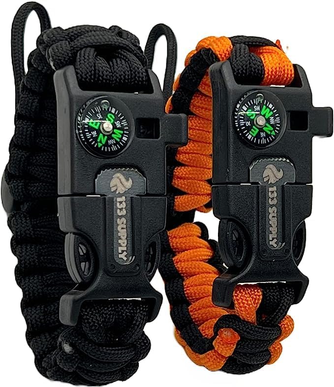 Survival Paracord Bracelet with Compass and Fire Starter