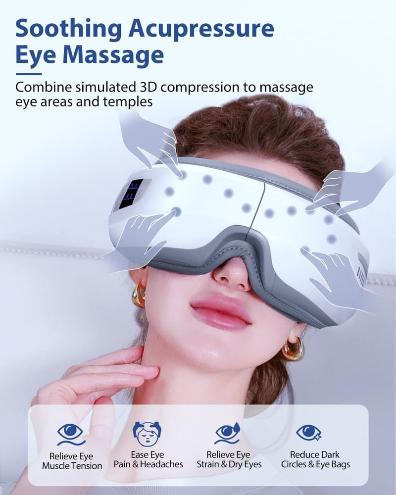 Heated Bluetooth Eye Massager for Sleep & Headache Relief