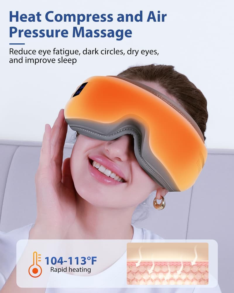 Heated Bluetooth Eye Massager for Sleep & Headache Relief