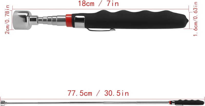 Telescoping Magnetic Pick-Up Tool, Extends 7 to 30 in, 20 lbs Capacity