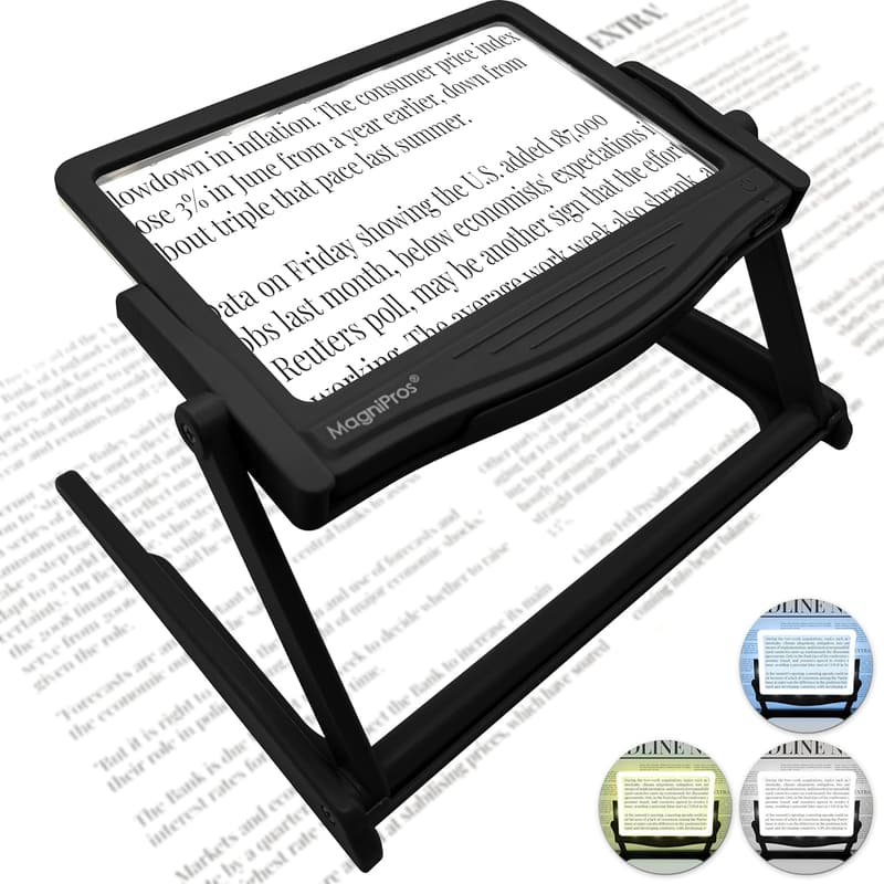5X LED Page Magnifier with Detachable Stand & 3 Light Modes