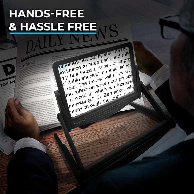 5X LED Page Magnifier with Detachable Stand & 3 Light Modes