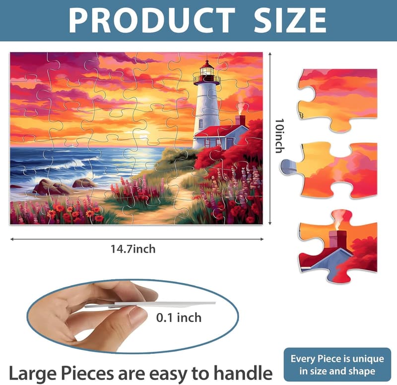 Large Jigsaw Puzzle for Seniors - 6 Pack Memory Games