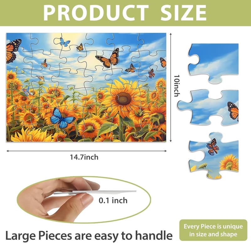36-Piece Easy Jigsaw Puzzles for Seniors with Storage Bags