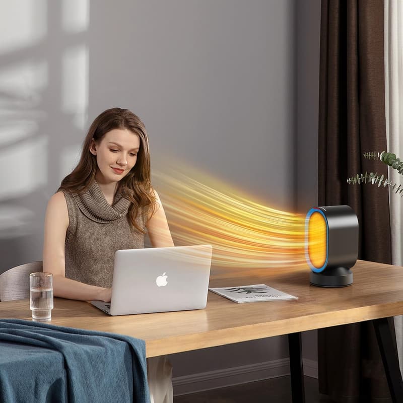 Portable 45° Oscillating Electric Space Heater for Home Office