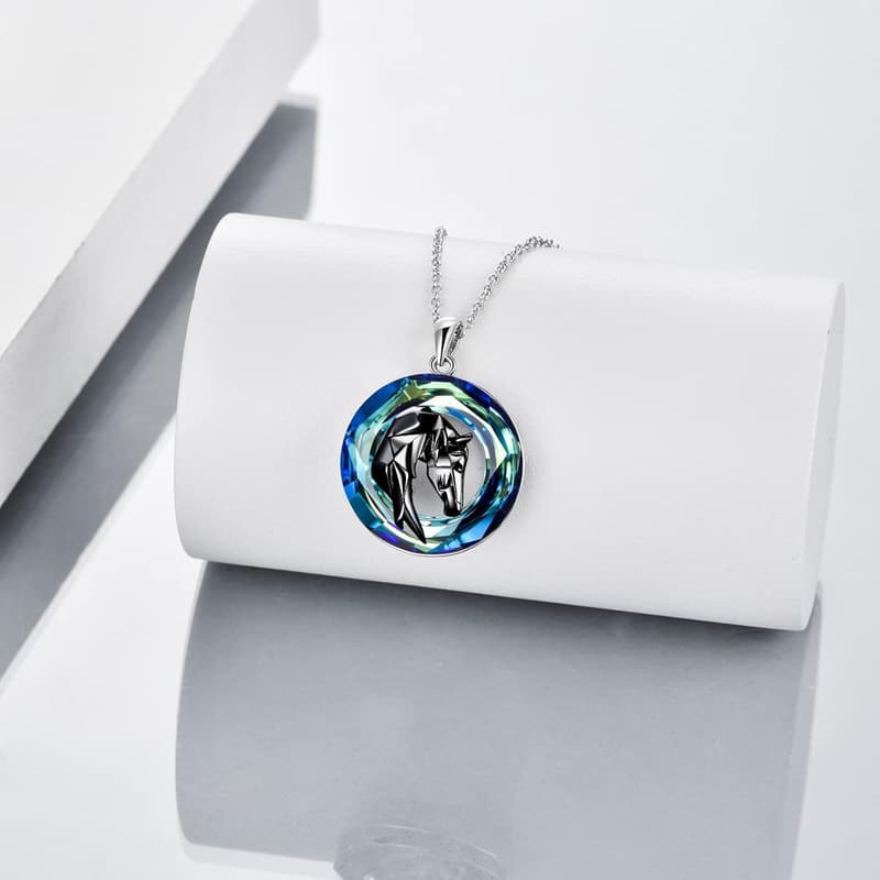 Mother's Day Sterling Silver Origami Horse Necklace for Women