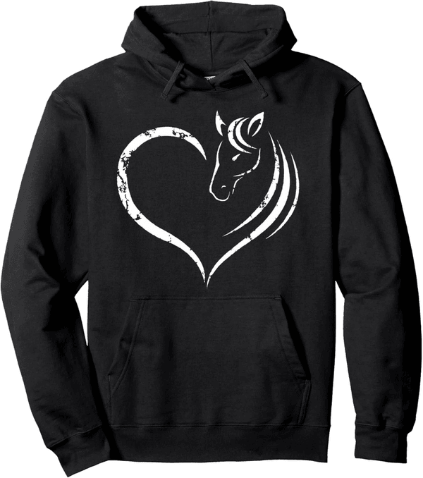 Heart-Shaped Horse Head Hoodie for Women and Teens
