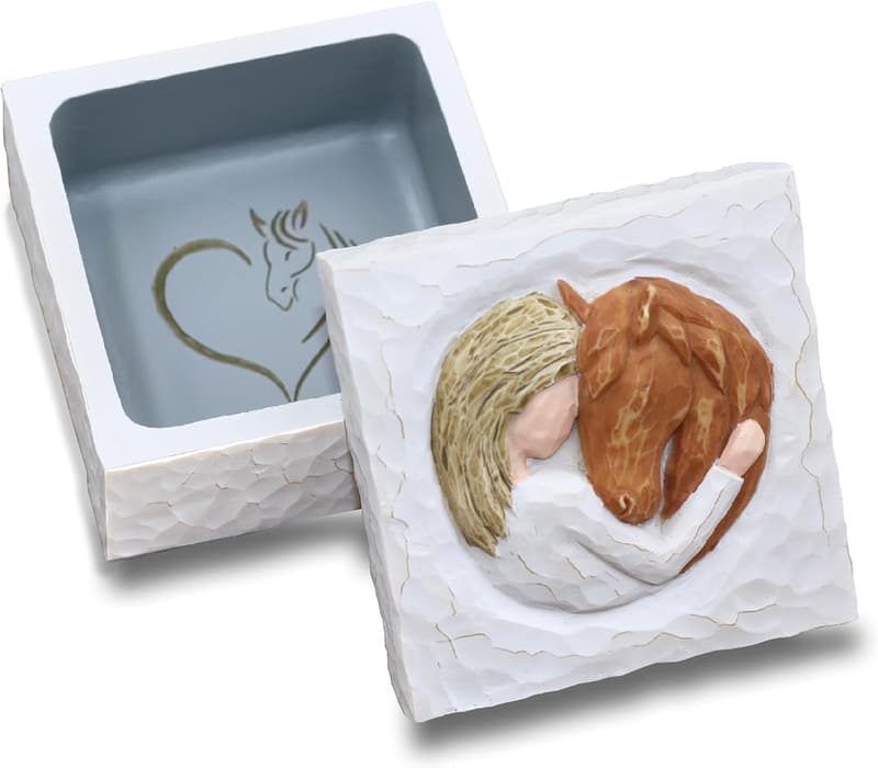 Western Sculpted Hand-Painted Keepsake Box for Horse Lovers