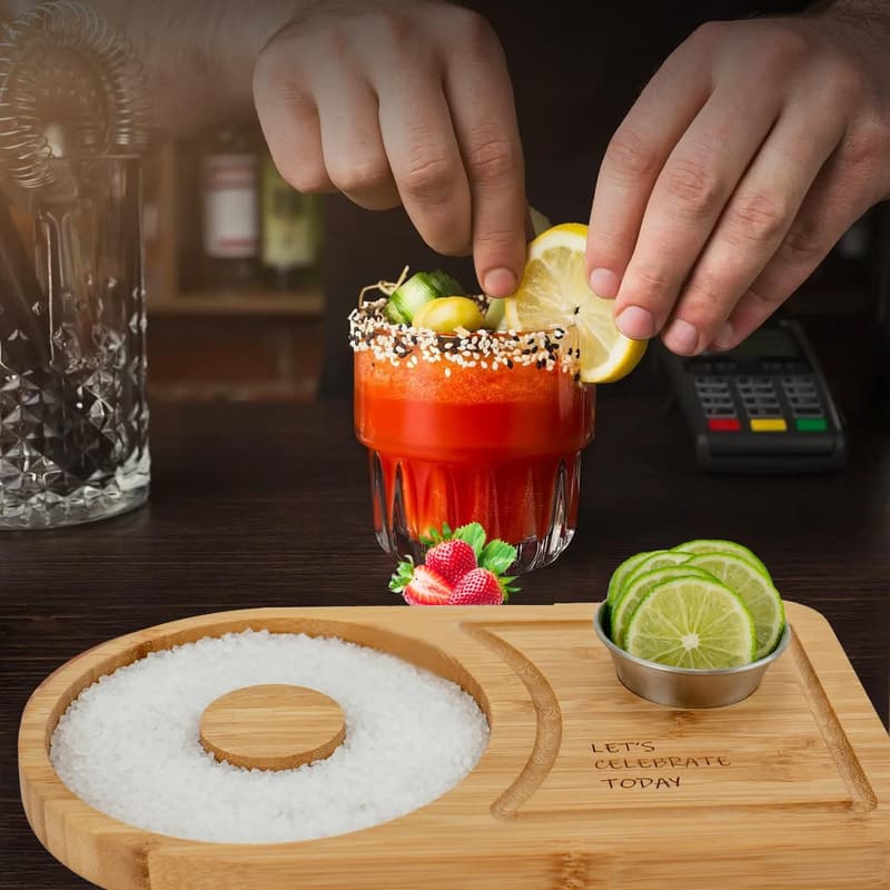 Bamboo Margarita Salt Rimmer Set with Bowl & Accessories