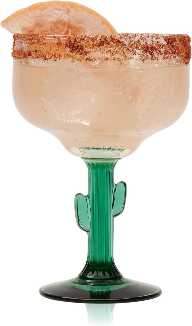 Cactus Margarita Glasses Set of 4, 16 oz Lead-Free Glassware