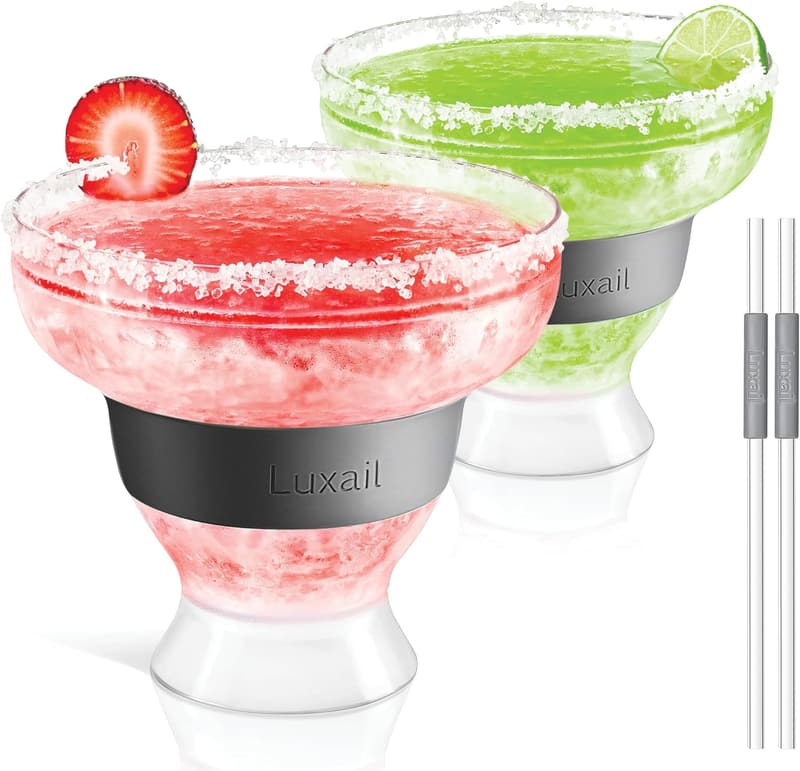 Double Wall Insulated Margarita Glasses Set of 2, 12 oz