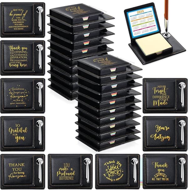 Thank You Gift Set: 30-Pc Sticky Note Holder for Office Teams