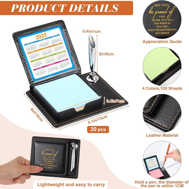 Thank You Gift Set: 30-Pc Sticky Note Holder for Office Teams