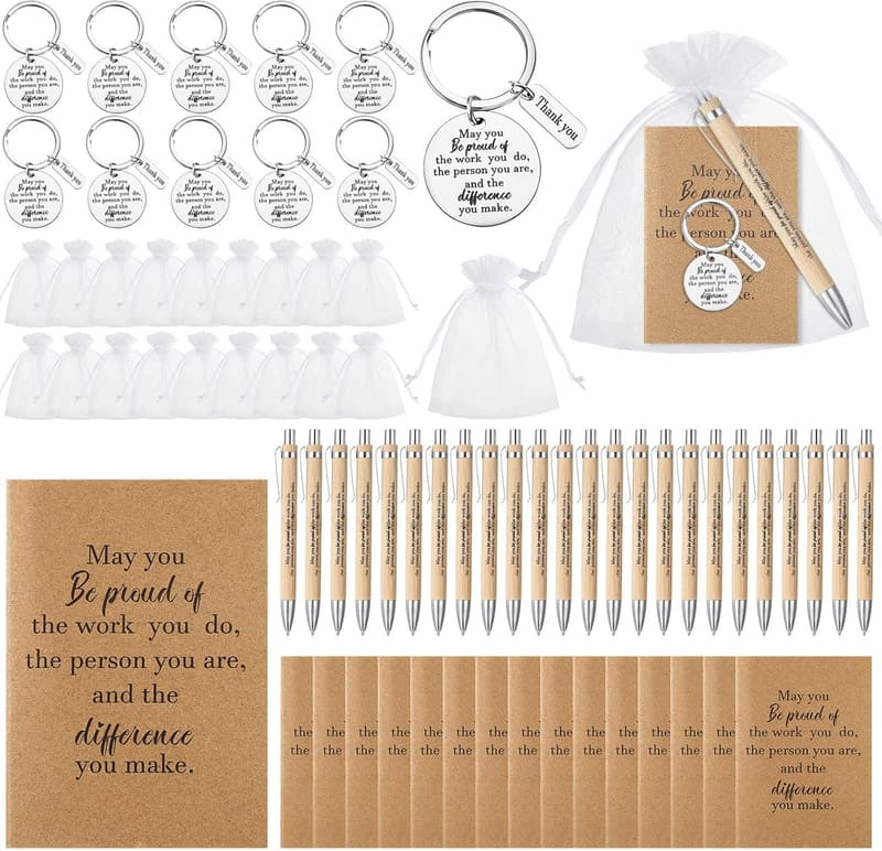 Employee Appreciation Gift Set: Thank You Notebooks & Bamboo Pens