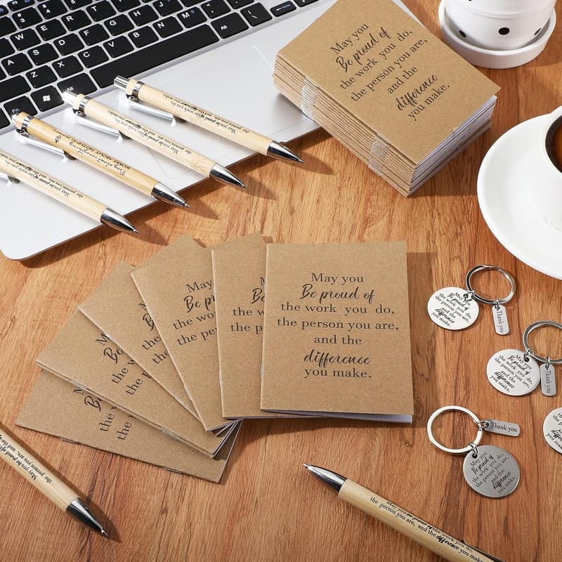 Employee Appreciation Gift Set: Thank You Notebooks & Bamboo Pens
