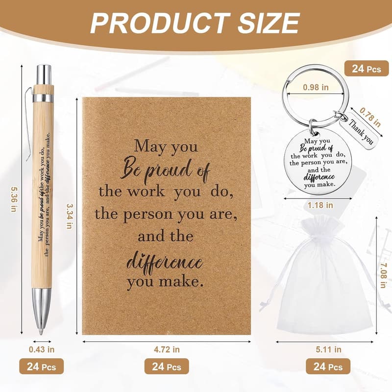 Employee Appreciation Gift Set: Thank You Notebooks & Bamboo Pens