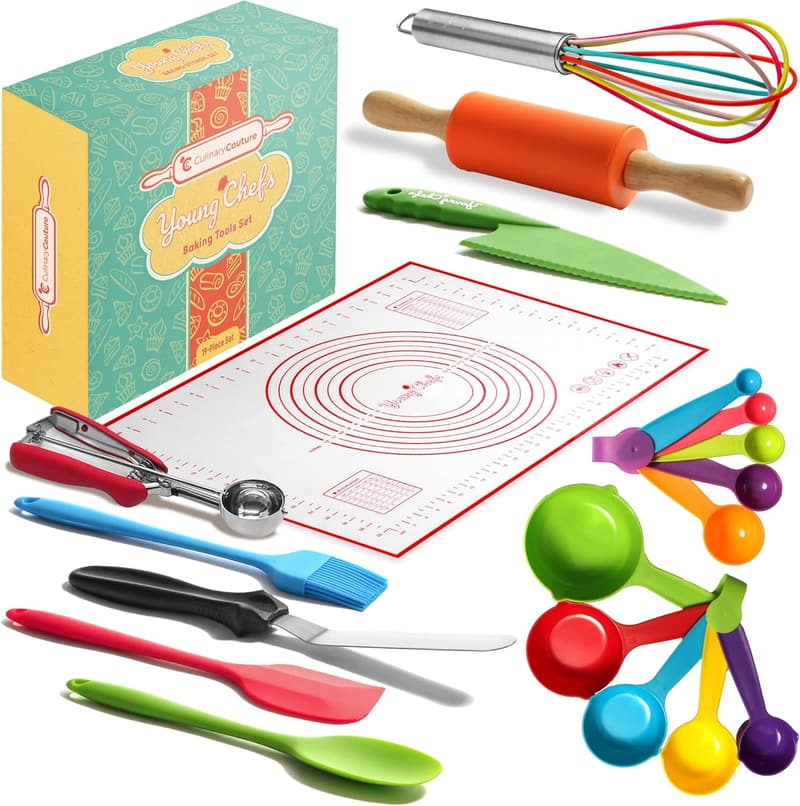 Kids Cooking and Baking Set – 19-Piece Real Kitchen Tools