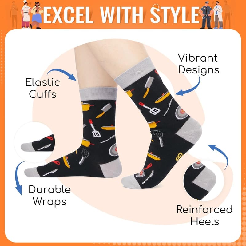 Geek Chef Socks for Men & Women - Bus Driver, Police, Fireman