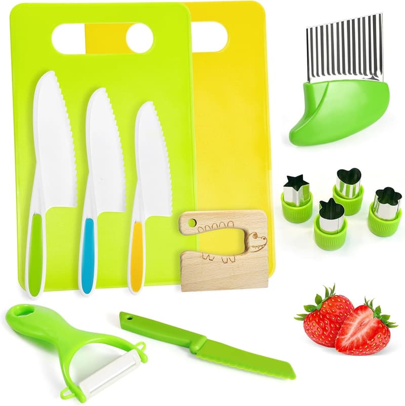 Kid-Friendly Cooking Knife Set - 13 Safe Plastic Chef Tools