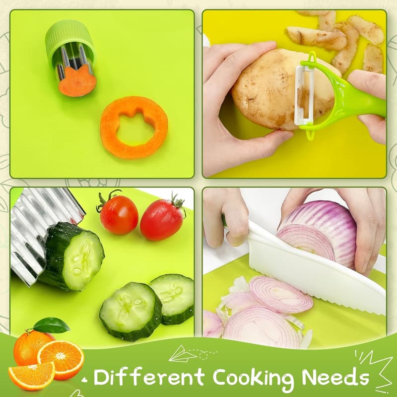 Kid-Friendly Cooking Knife Set - 13 Safe Plastic Chef Tools