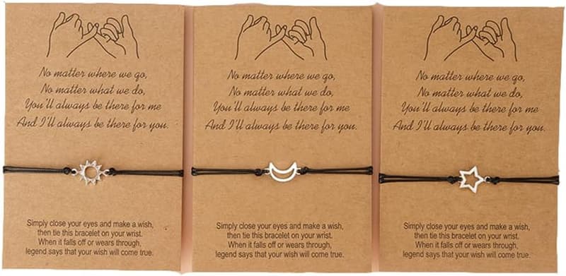 Friendship Bracelets Set for Women - Sun Moon Star Design