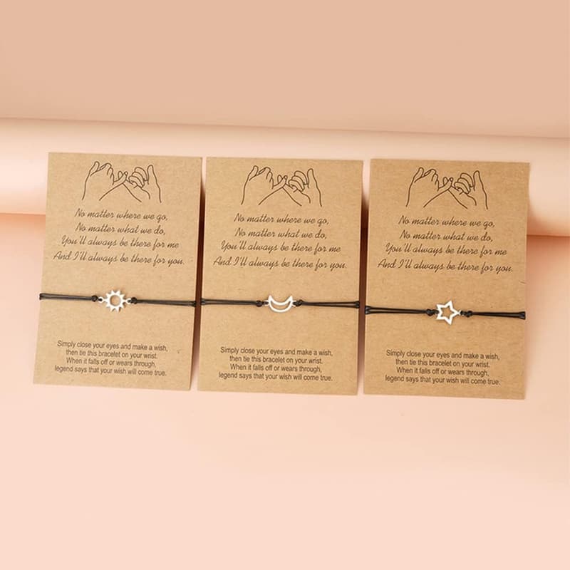 Friendship Bracelets Set for Women - Sun Moon Star Design
