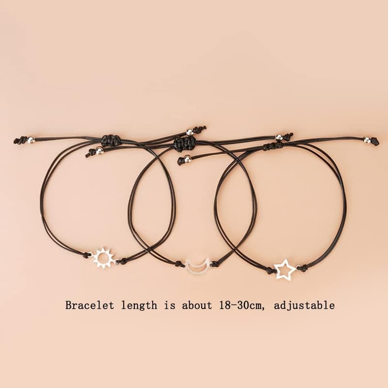 Friendship Bracelets Set for Women - Sun Moon Star Design