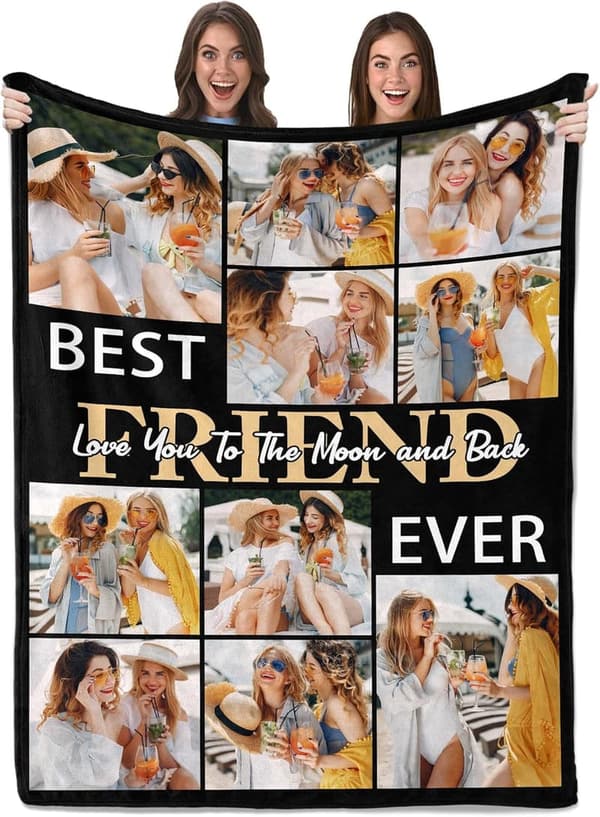 Personalized Birthday Blanket for Best Friends with Photos