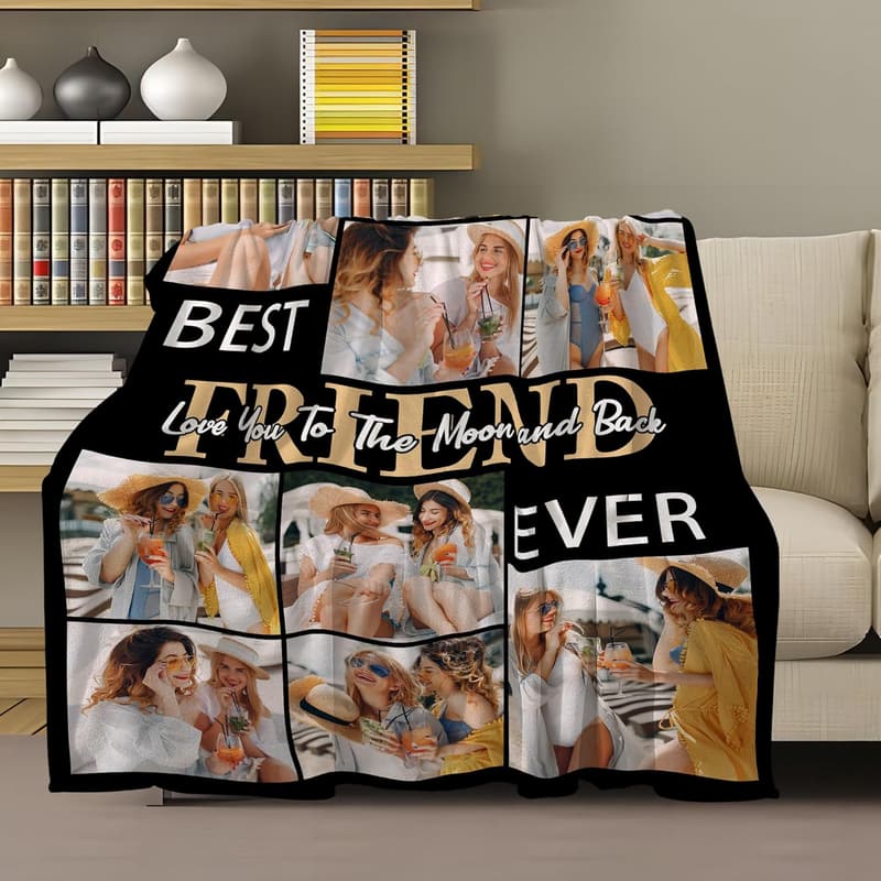 Personalized Birthday Blanket for Best Friends with Photos