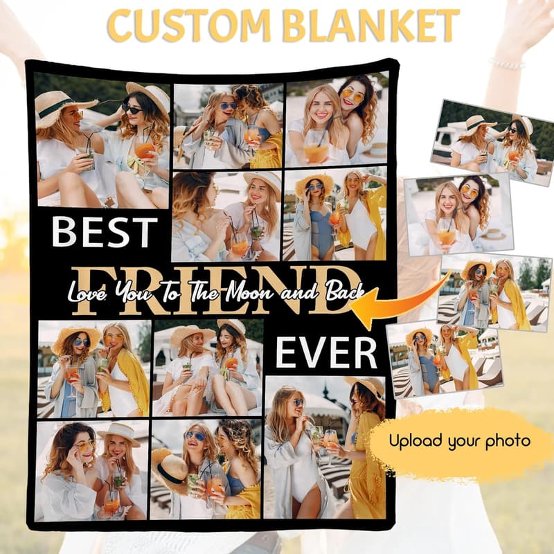 Personalized Birthday Blanket for Best Friends with Photos