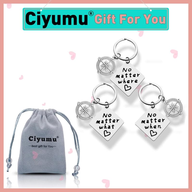 Long Distance Friendship Keychain Set of 3 Gifts