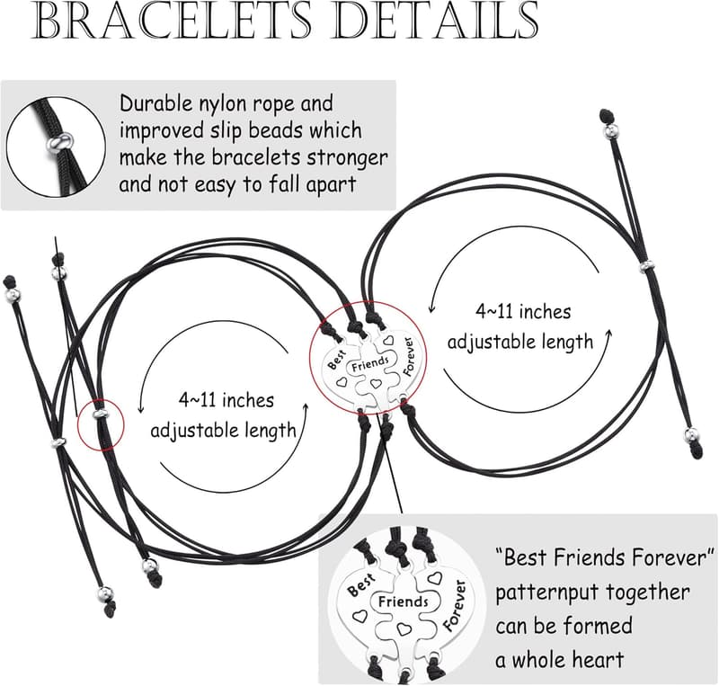 Matching Heart Bracelets for Best Friends and Sisters