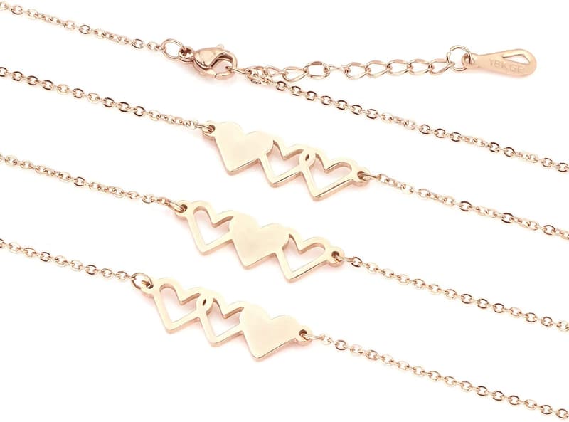 Friendship Necklace with Stainless Steel Heart Trio