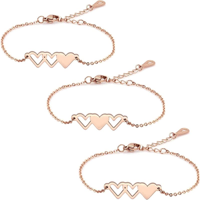 Friendship Necklace with Stainless Steel Heart Trio