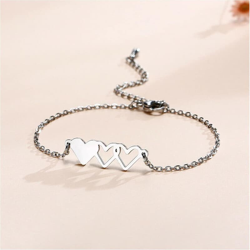 Friendship Necklace with Stainless Steel Heart Trio
