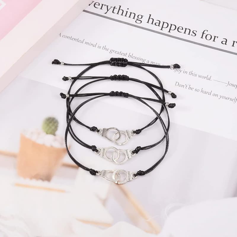 Distance Matching Handcuff Bracelets for Friends & Couples - 3 PCS