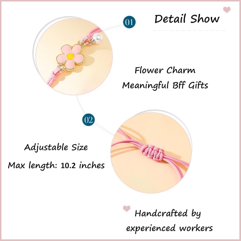 Matching Heart Bracelets Set for Women - Birthday Gift for Friends