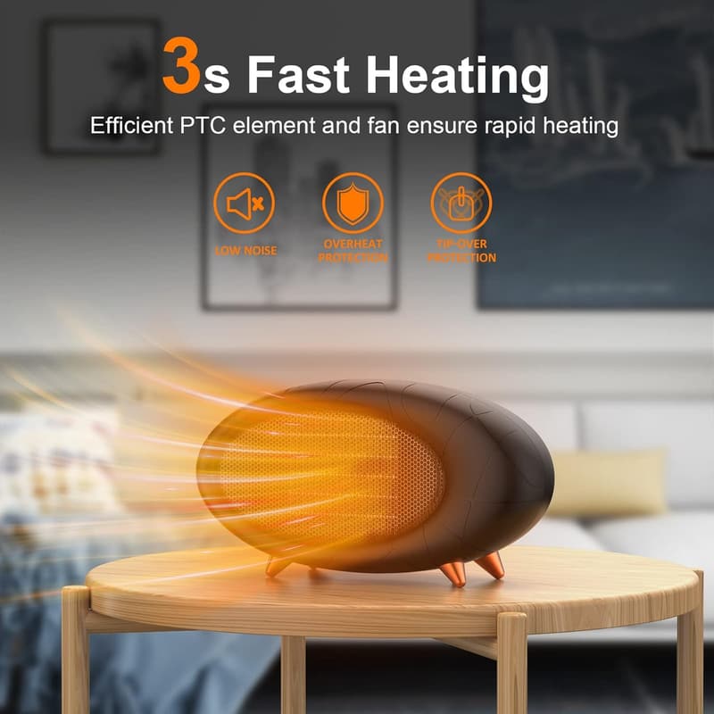 Compact 600W Ceramic Desk Heater for Home & Office