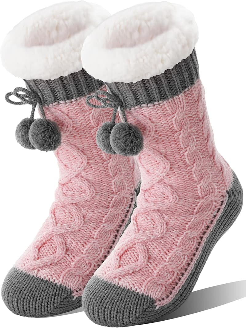 Cozy Fleece Winter Socks for Women with Non-Slip Grips
