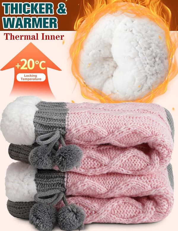 Cozy Fleece Winter Socks for Women with Non-Slip Grips