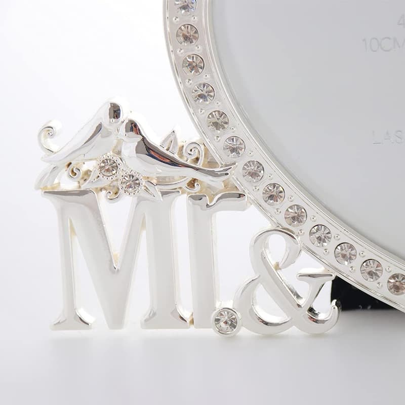 Newlywed Photo Frame for Mr & Mrs - 4x4 Inch Crystal Display
