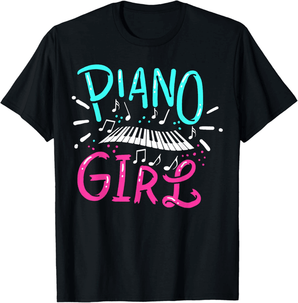 Piano Girl Pianist Music Notes Gift T-Shirt