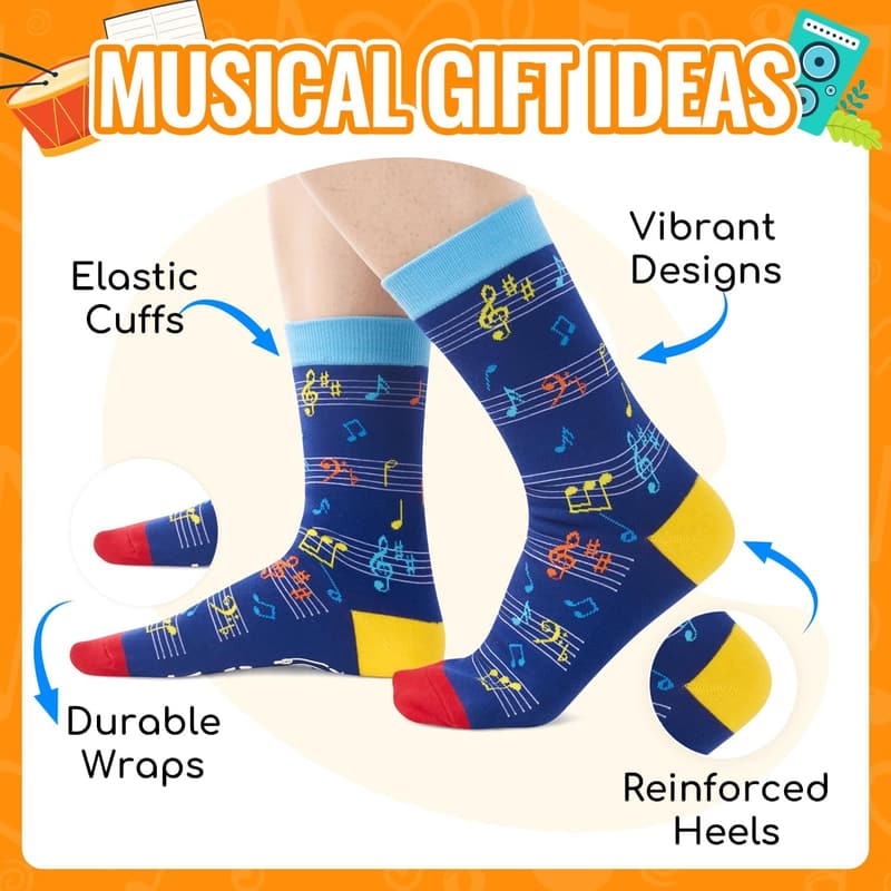 Funny Musical Socks for Musicians - Music Notes Design