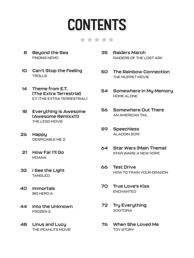 Kids' Easy Piano Songbook: 20 Movie Songs with Lyrics