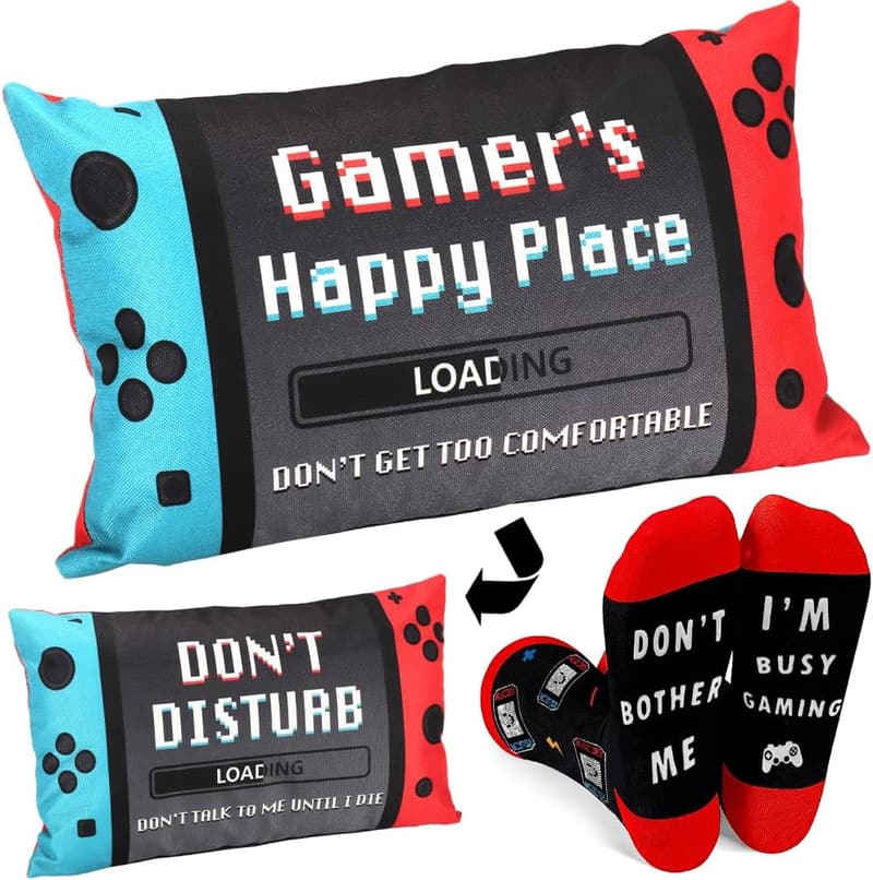 Easter Gamer Gift Set: Socks & Throw Pillow Covers for Teens