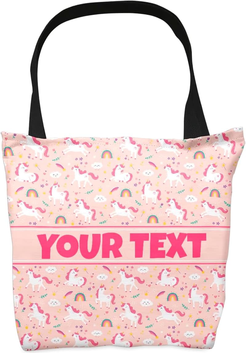 Custom Pink Unicorn Tote Bag - Reusable Canvas Gift for Birthdays