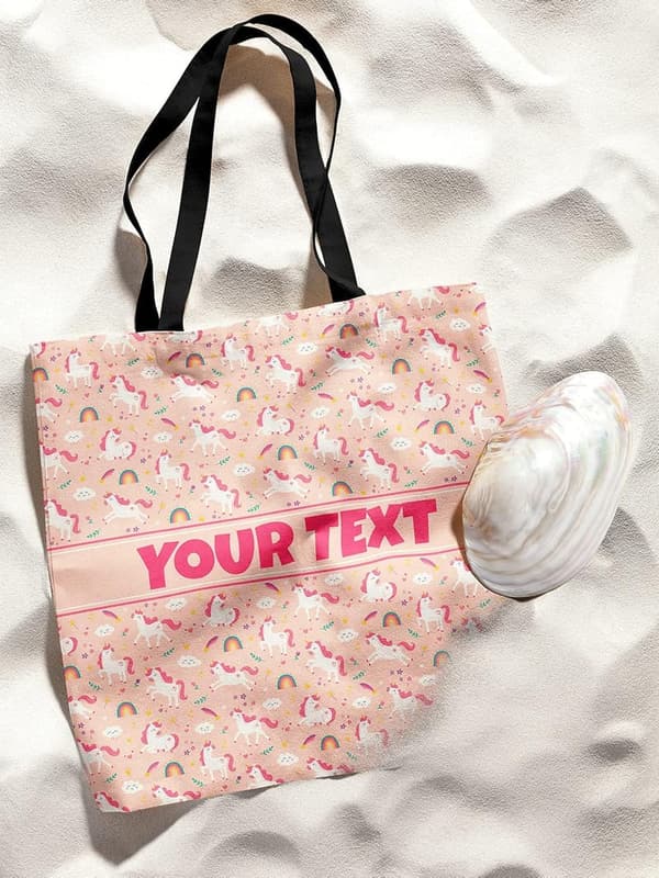 Custom Pink Unicorn Tote Bag - Reusable Canvas Gift for Birthdays