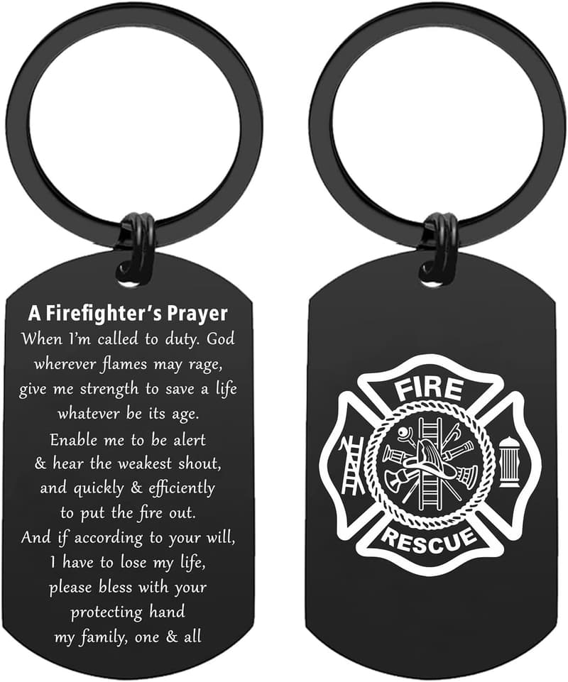 Firefighter Prayer Keychain - 