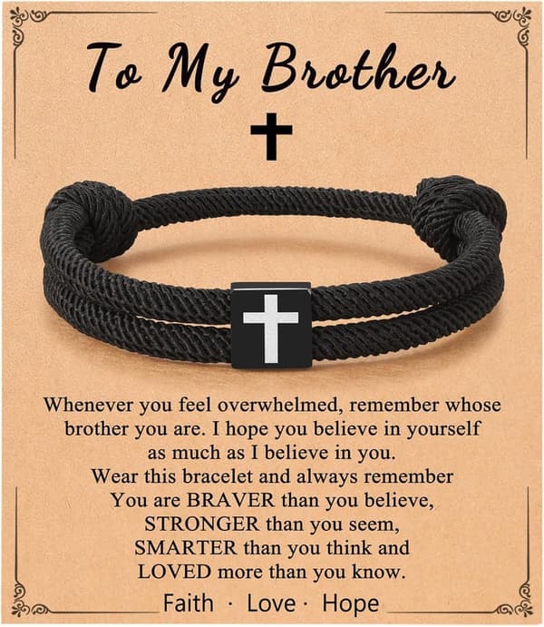 Christian Cross Braided Rope Bracelet for Men & Teens