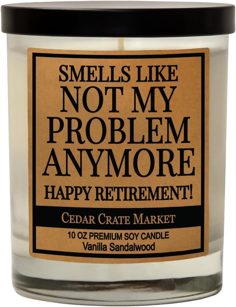 Funny Sandalwood Vanilla Retirement Candle - Handmade Gift for All